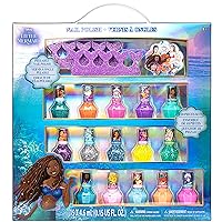 Townley Girl Disney The Little Mermaid Ariel Kids Washable Nail Polish Set, Pretend Play Makeup Beauty Set Birthday Toys Gift for 3 4 5 6 7 8 9 10 11 12 Years Old Kid