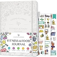 Legend Fitness & Food Journal – Nutrition & Workout Planner with Exercise Calendar & Nutrient Tracker – Gym Training & Diet Log Book for Women & Men – Lasts 3 Months, 7.5”x10” (White)