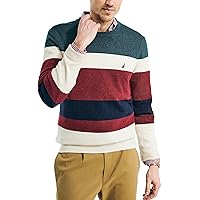 Nautica Men's Sustainably Crafted Striped Textured Crewneck Sweater