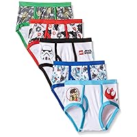STAR WARS Boys' 100% Combed Cotton Brief Multipacks with Millennium Falcon, Darth Vader and More in Sizes 4, 6, 8, and 10