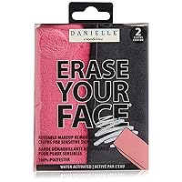 ERASE YOUR FACE Re-usable Makeup Removing Cloth,Pink/Black,2 pack