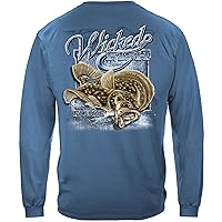 Erazor Bits Wicked Fish Striped Bass and Fluke Fishing Long Sleeve T-Shirt, Freshwater Fishing Shirt