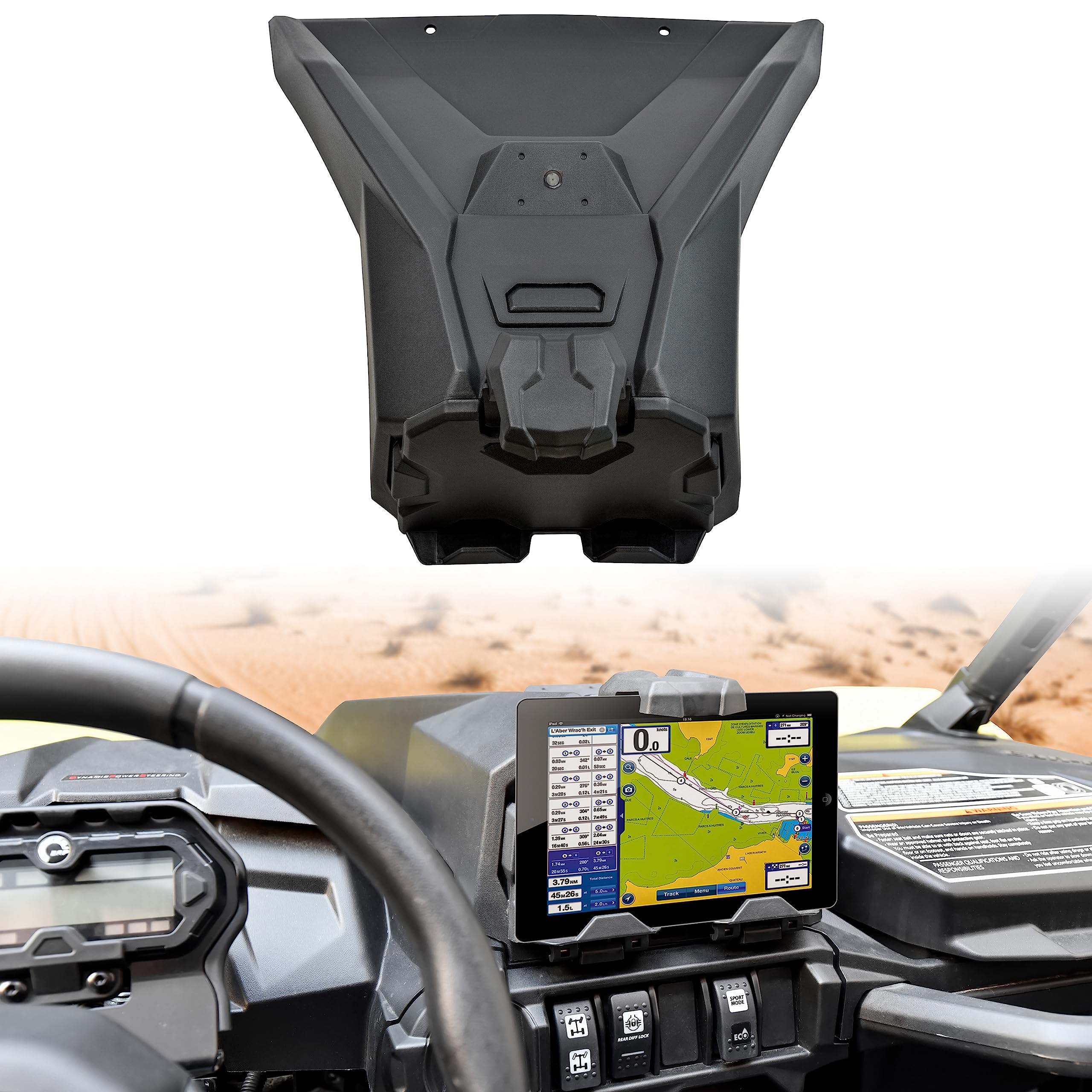 SAUTVS Trail Device Holder, GPS Tablet Phone Electronic Device Holder Consoles for Can Am Maverick Sport, Trail, Sport MAX, Commander, Commander MAX (Replace #715005212)