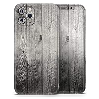 Dark Washed Wood Planks Protective Vinyl Decal Wrap Skin Cover Compatible with The Apple iPhone 11 Pro Max (Screen Trim & Back Glass Skin)