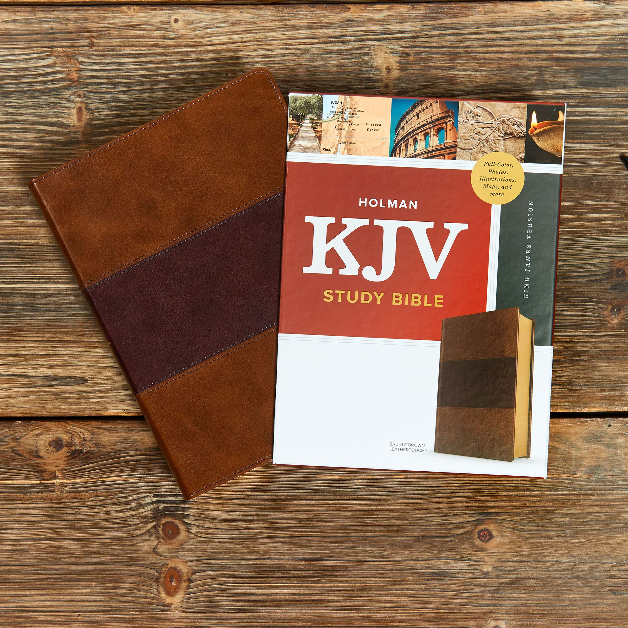 KJV Study Bible, Full-Color, Saddle Brown LeatherTouch, Red Letter, Pure Cambridge Text, Study Notes and Commentary, Illustrated, Articles, Word Studies, Outlines, Timelines, Easy-to-Read MCM Type
