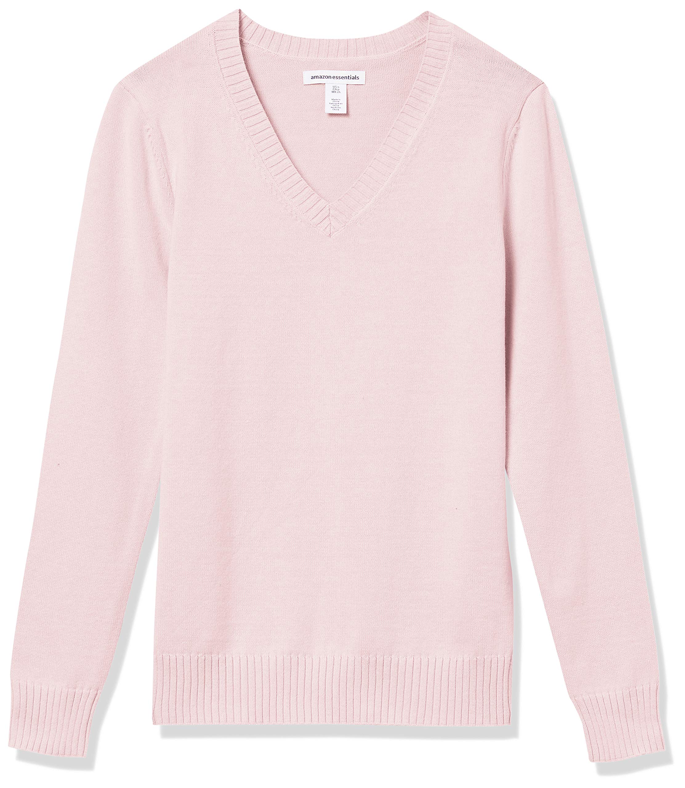 Amazon Essentials Women's 100% Cotton Long-Sleeve V-Neck Sweater