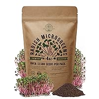 Radish Sprouting & Microgreens Seeds - Non-GMO, Heirloom Sprout Seeds Kit, 4oz Resealable Bag for & Growing Microgreens in Soil, Coconut Coir, Aerogarden & Hydroponic System.