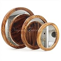 Nagina International Rustic Vintage Styled Chic Mirrors | Exclusive Antique Colored Crafts Bathroom Mirror Set | Gifts Decor & Collectibles (Set of 3, Vintage Brown)