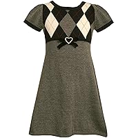 Bonnie Jean Little Girls' Argyle Sweater Dress,Grey,4