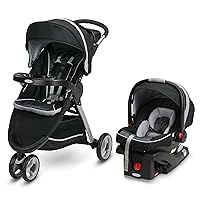 FastAction Fold Sport Travel System | Includes the FastAction Fold Sport 3-Wheel Stroller and SnugRide 35 Infant Car Seat, Gotham