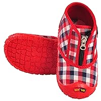 Red Attractive Checks Kids Running Shoes