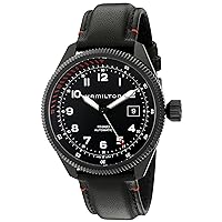 Hamilton Men's 'Khaki Field' Swiss Automatic Stainless Steel and Leather Dress Watch, Color:Black (Model: H76695733)