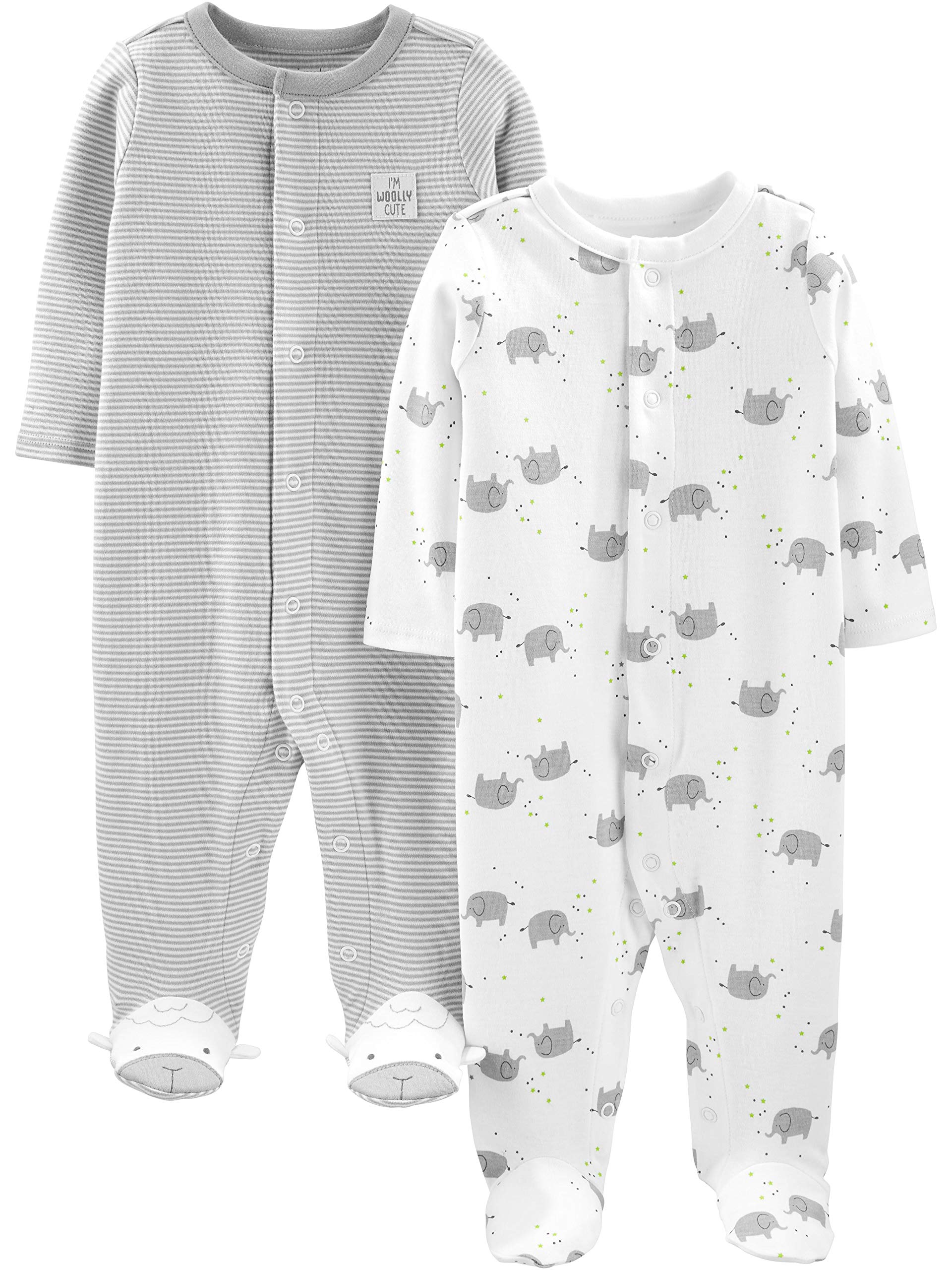 Simple Joys by Carter's Unisex Babies' Cotton Footed Sleep and Play, Pack of 2