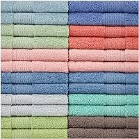 Cleanbear 24-Piece Ultra-Soft Cotton Washcloths Set for All Ages - 10 Beautiful Colors, 13x13 Inches, 1.6 oz Each