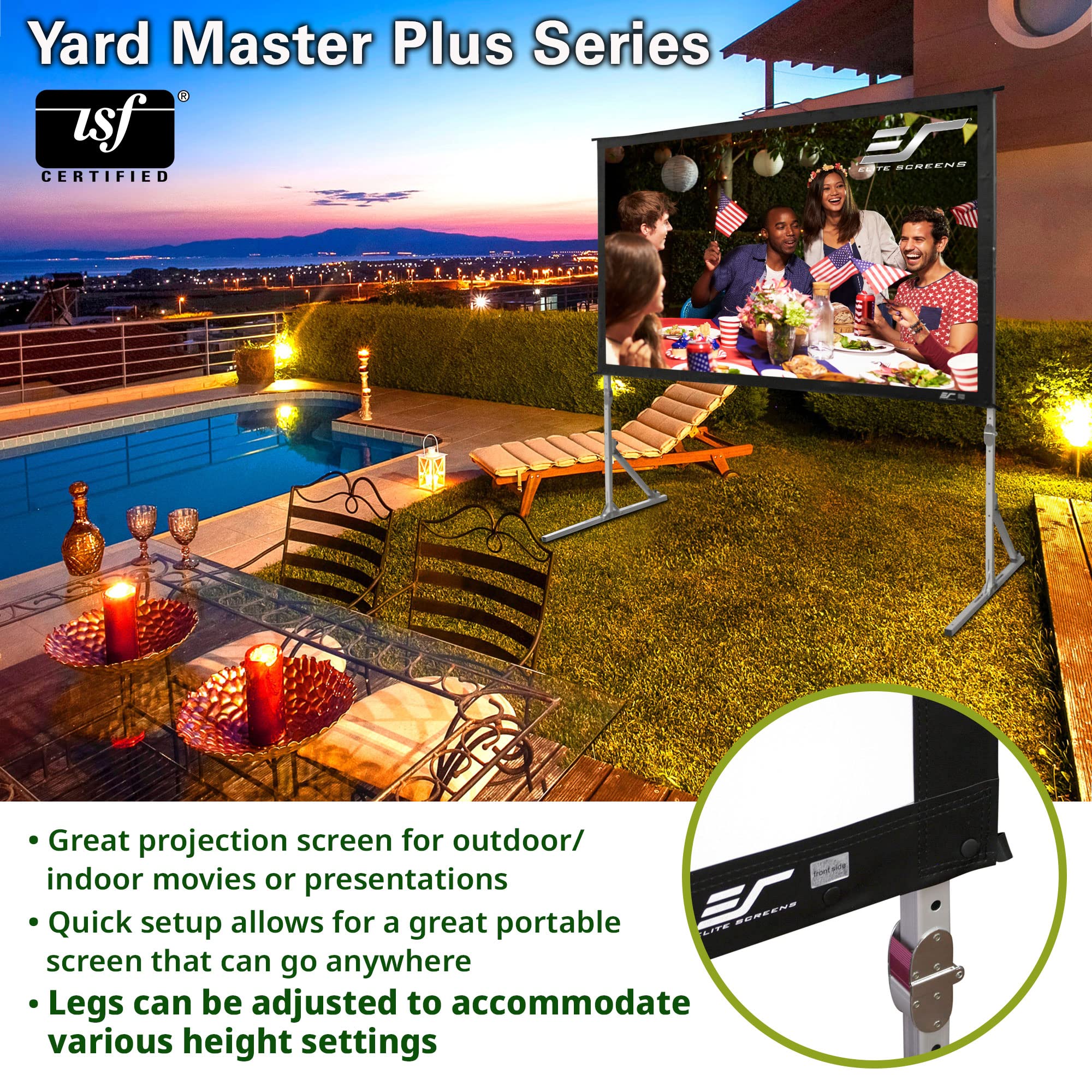 Elite Screens Yard Master Plus, 100-INCH 16:9, 8K 4K Ultra HD 3D Ready Indoor/Outdoor Portable Home Movie Theater Projector Screen, Front Projection - OMS100H2PLUS | US Based Company 2-YEAR WARRANTY