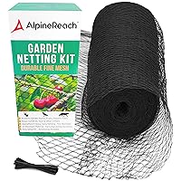 Garden Netting 7.5 x 65 ft Heavy Duty Bird Net, Deer, Plant Protection Extra Strong Woven Mesh, Reusable Kit with Zip Ties, Animal Fencing for Fruits Trees, Black