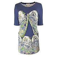 Women's Cute Layered Front 3/4 Sleeve Bodycon Floral Print Dress