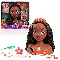 DISNEY PRINCESS Moana Styling Head and Accessories, 18-Pieces, Brown Hair, Pretend Play, Kids Toys for Ages 3 Up by Just Play