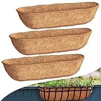 24 inch Coco Liners Trough 3 Pack for Window Boxes Planters, Coconut Husk for Railing Hanging Deck Fence Plant Flower Basket, Coco Fiber for Outdoor&Indoor