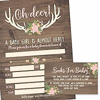 25 Oh Deer Baby Shower Invitations, 25 Books For Baby Shower Request Cards, Sprinkle Invite for Girl, Bring A Book Instead Of A Card, Baby Shower Invitation Inserts Baby Shower Guest Book Alternative