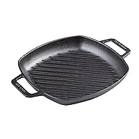 Victoria Cast Iron Square Grill Pan with Double Loop Handles, Made in Colombia, 10 Inches