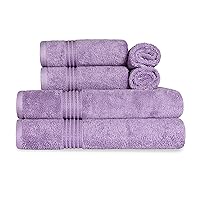 Superior Egyptian Cotton 6-Piece Towel Set, Bathroom Essentials, Towels for Bathroom, Apartment, Airbnb, Guest Bath, Face, Hand, Bath Towels, Washcloths, Absorbent, Fast Drying, Royal Purple