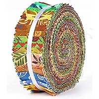 Soimoi 40Pcs Batik Print Precut Fabrics Strips Roll Up 1.5x42inches Cotton Jelly Rolls for Quilting - Yellow
