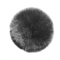 Faux Fur Rug | Round Rug Sheep-Skin | Washable Fluffy Area Rug, Fuzzy Shag Rug for The Living Room, Bedroom, Nursery Decor I Dark Gray - 3ft Round