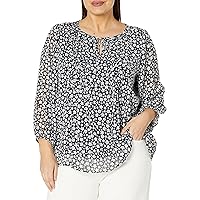 Tommy Hilfiger Women's Plus Long Sleeve Blouse with Tie Detail
