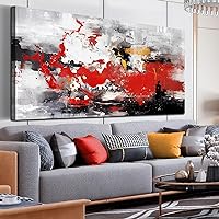 Abstract Canvas Wall Art Living Room Black and White Wall Decor Red Wall Art Bedroom Office Artwork Pictures Large Size 30