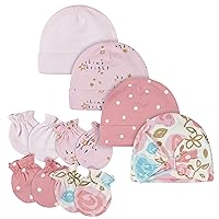 Gerber Baby Girls Cap and Mitten Sets 8pc Pink Floral 0-3 Months