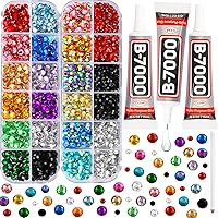 b7000 Glue with 11000Pcs Multicolored Rhinestones Flatback for Crafts Clothing Clothes Fabric Crafting Tumblers, Bedazzler Kit with Assorted Multi Colorful Gems Rainbow Colored Flat Back Crystal 2-5mm