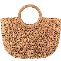 Straw Tote Bag Summer Beach Bag Handmade Straw Rattan Woven Handbag for Women Travel