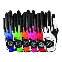 Zero Friction Junior Compression-Fit Synthetic Golf Glove 6 Pack, Universal-Fit, Multicolor, One Size