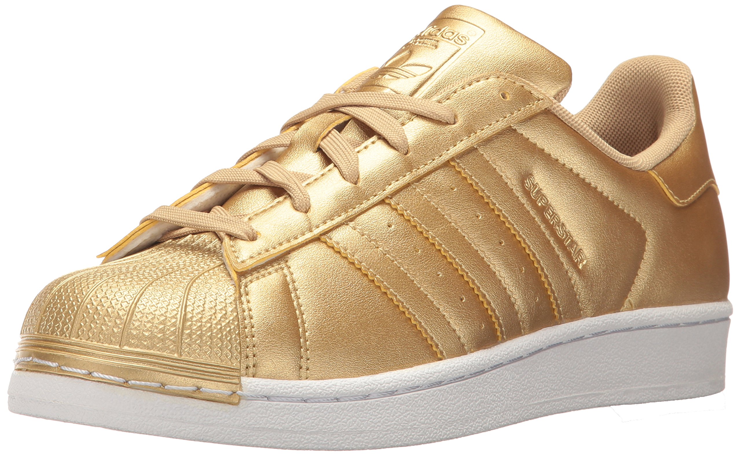 adidas Originals Kids' Superstar Running Shoe, Gold Metallic/Gold Metallic/Gold Metallic, 7