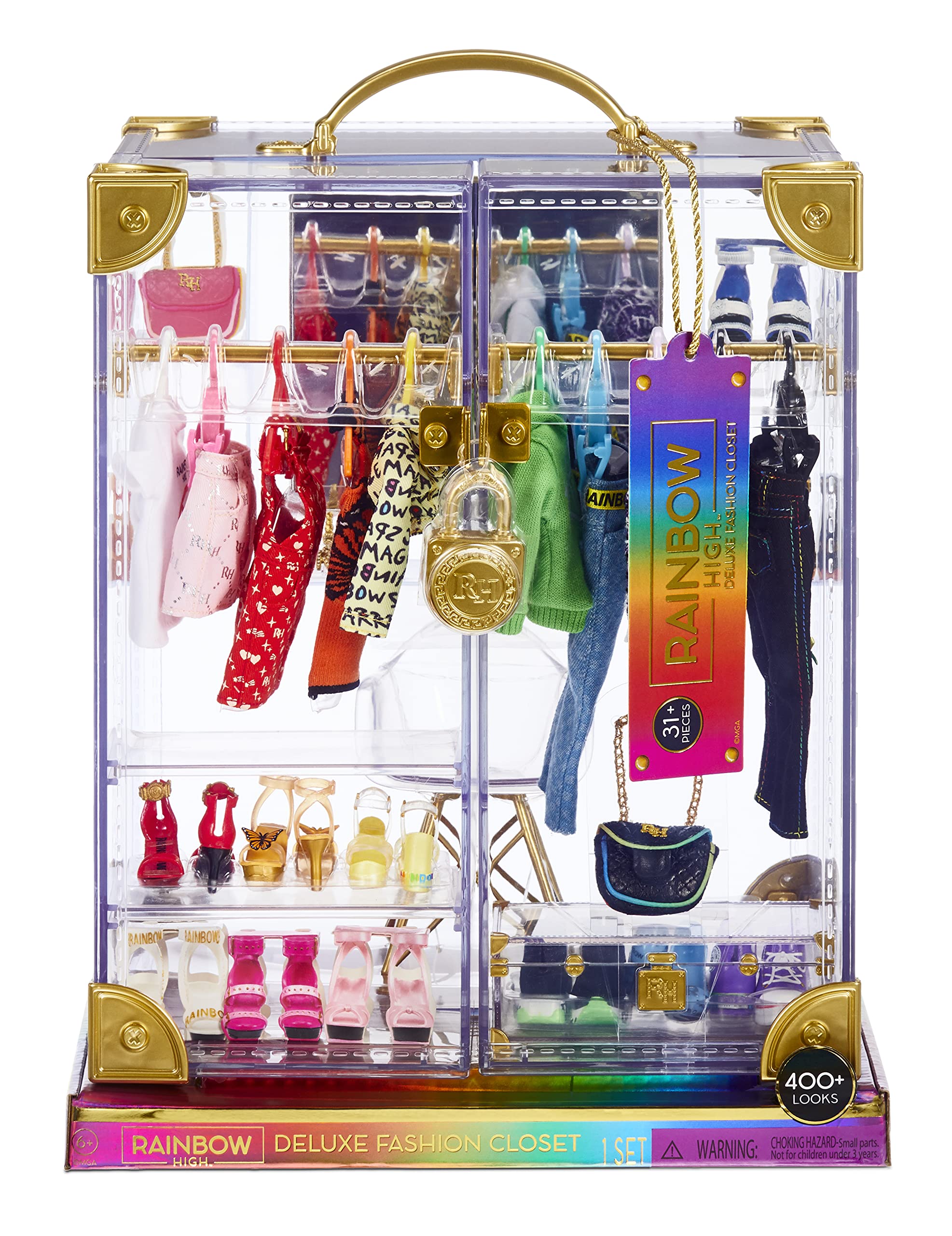 Mua Rainbow High Deluxe Fashion Closet for 400+ Looks! Portable Clear  Acrylic Playset Features 31+ Designer Doll Clothing & Accessories, Gift for  Kids & Collectors, Toys for Kids Ages 6 7 8+