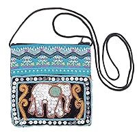 NOVICA Handcrafted Embellished Sling Bag Small from Thailand 'Elephant Chic'