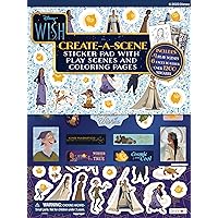 Disney Wish Create A Scene Sticker Book with 4 Play Scenes to Decorate, 6-pages of Coloring, and 5 Sheets of Stickers, Over 1200 Stickers, Disney's 100th Anniversary, Bendon 58723