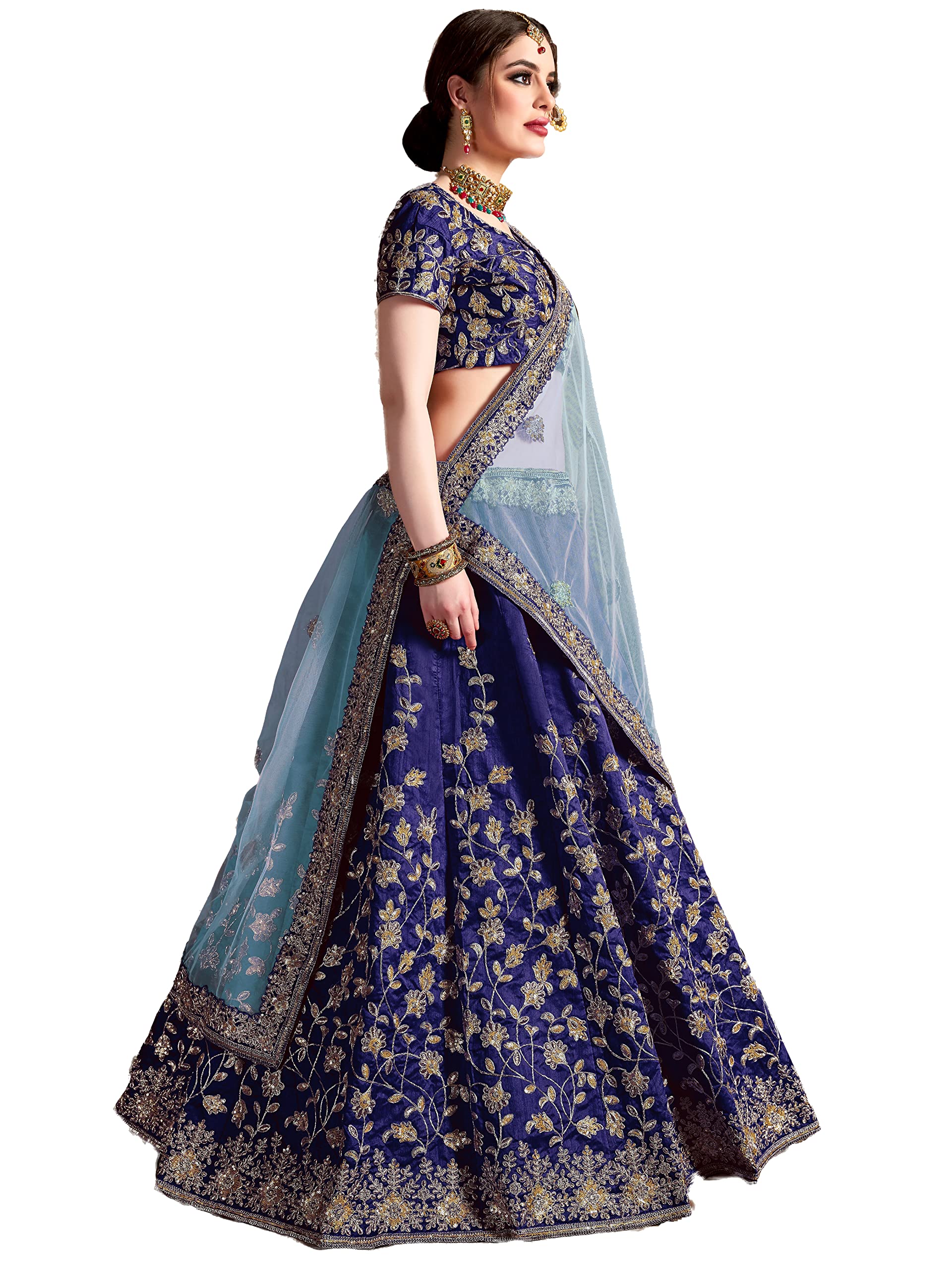 indian ready to wear silk flared bridal lehenga choli for women with stitched blouse and dupatta (8079-U)