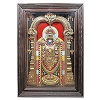 Exotic India Lord Venkateshvara as Balaji Tanjore Painting | Traditional Colors With 24K Gold | Teakwo