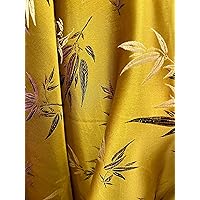 Alondra Bright Gold Leaves Brocade Chinese Satin Fabric by The Yard - 10095