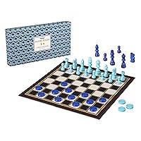 Ridley’s Classic 2-in-1 Chess and Checkers Set – Folding Family Board Games, Includes all Chess and Checkers Pieces, Ideal for Ages 8+ – Great Gift Idea