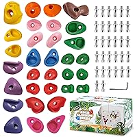 TOPNEW 32 Rock Climbing Holds Multi Size for Kids, Adult Rock Wall Holds Climbing Rock Wall Grips for Indoor and Outdoor Playground Play Set - Includes 2 Inch Mounting Hardware