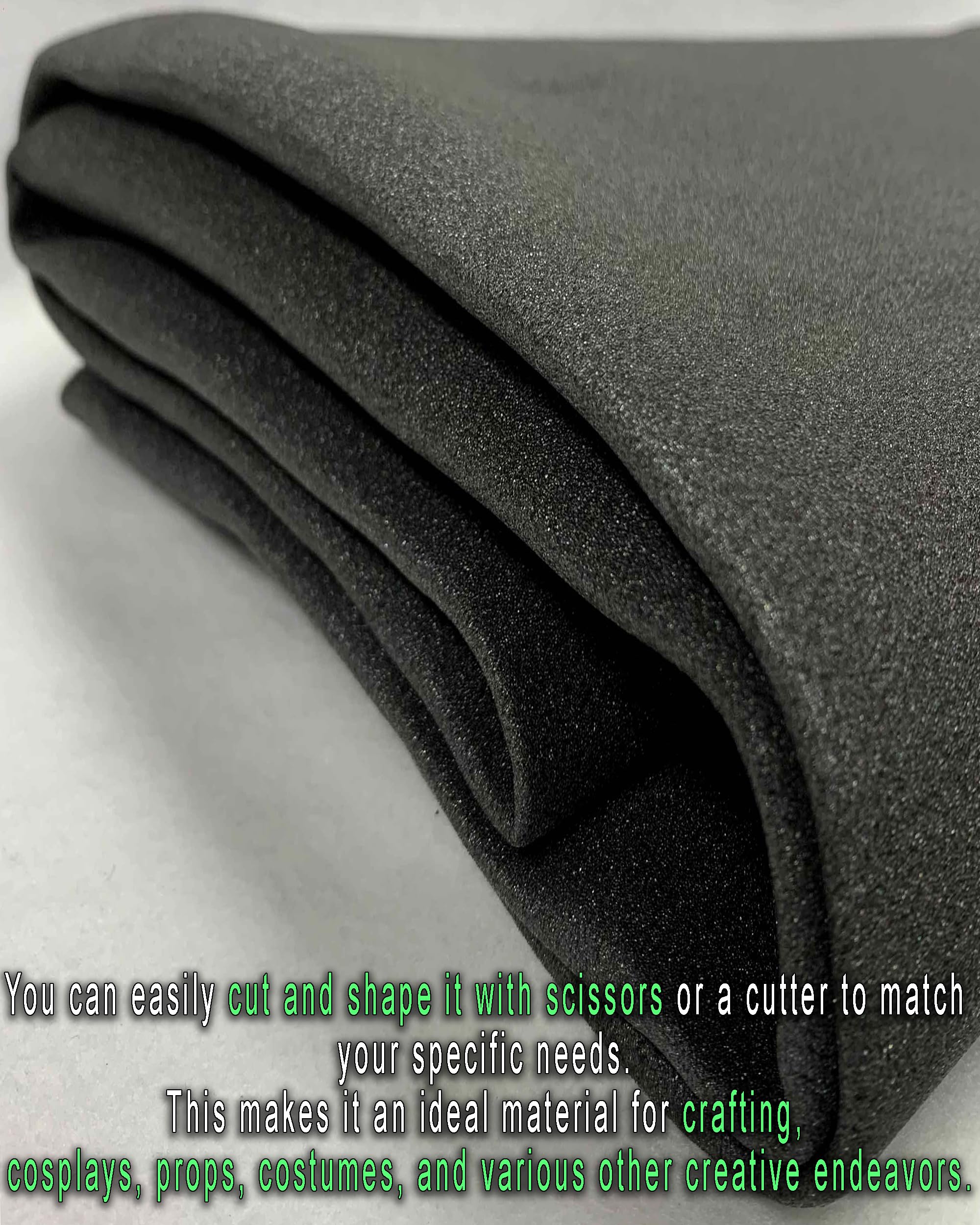 Fabric Empire 1/8'' Medium Density 60'' Wide Stretch Charcoal Foam for Arts and Crafts, Home & Automotive Upholstery Projects (Sold by Continuous Yard)