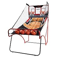 ESPN Indoor Basketball Games Multiple Styles, 2-Player Arcade Scoring Display with Rubber Basketball Set, Perfect for Family Game Rooms