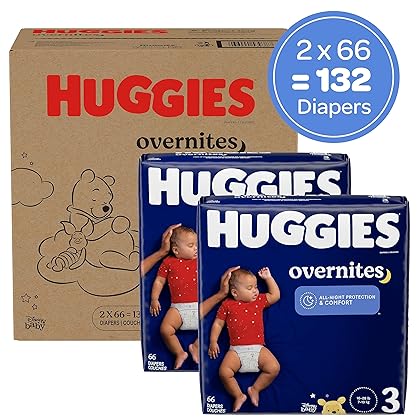 Huggies Overnites Nighttime Baby Diapers, Size 3 (16-28 lbs), 132 Ct