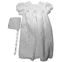Girls' White All-Over Lace Christening Gown with Bonnet