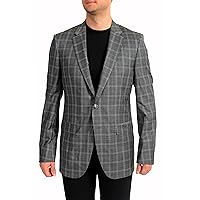 Hugo Boss Men's T-Harvers4/Glover3 Slim Fit 100% Wool Blazer US 42L IT 52L Gray/Blue