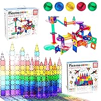 PicassoTiles 100PC Marble Run Race Track + 60PC Magnet Tiles Fun & Creative Playset Bundle: STEAM Learning & Educational Sensory Toy for Preschool & Kindergarten Kids Ages 3+, A Classroom Must Have