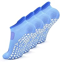 Busy Socks 2 Pack Non Slip Yoga Pilates Fitness Hospital Grip Socks for Women Men, Non Skid Barre Dance Ankle Cushioned Sock